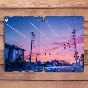 iPad case anime Evening city art iPad case inspirational iPad smart case Cute cartoon art iPad 11 case iPad 10 9 case iPad case 12 9 2022