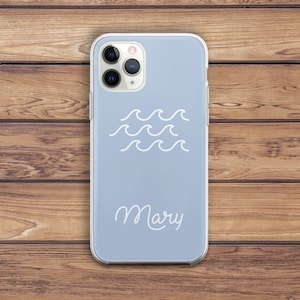 Light blue case iPhone case wave iPhone case name Custom phone case Personalized gift iPhone SE 2022 iPhone 13 Pro case Summer art iPhone 12