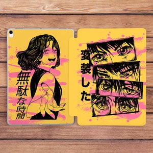 Anime art case iPad yellow case iPad case cartoon Modern art case iPad flip stand iPad Pro case iPad 10th gen iPad pro 12 9 iPad 11 2021