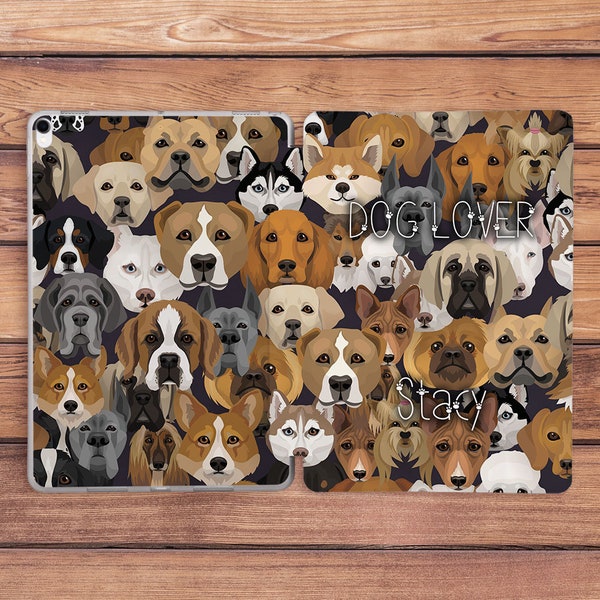 Dog lover gift iPad case name Personalized case iPad case puppy Cute animal case Kawaii smart case iPad case brown Customized gift iPad case