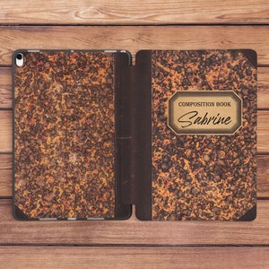 Composition book print iPad case vintage iPad case name Personalized cover iPad Pro case iPad case brown iPad smart case iPad Air 4 case