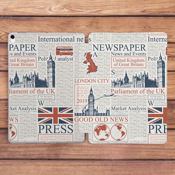 iPad case London Travel art cover Newspaper print iPad 10th gen case iPad Pro case iPad 11 case iPad Pro 12 9 case iPad case man iPad Air 5