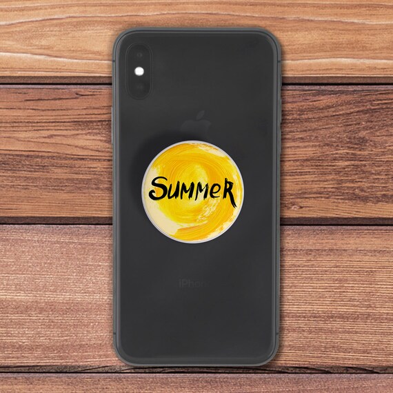 Summer Art Yellow Sticker Round Skin Sun Art Skin Fits Popsocket