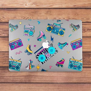 Macbook case music Transparent cover Macbook case retro Macbook case 80s 90s Macbook hard case Rainbow print case Macbook M4 M3 M2 M1 Fun