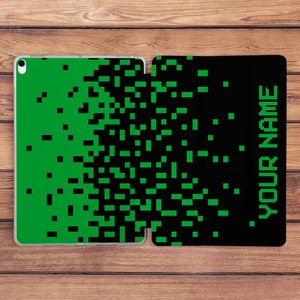 iPad case gamer Custom iPad case iPad case boys Personalized case iPad case black iPad case men iPad green art Pixel art Trendy case For him