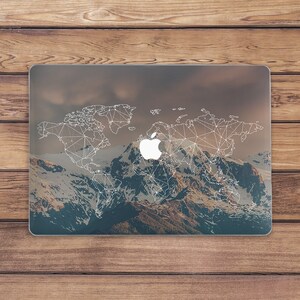 Mapa del mundo con arte, impresión de montañas, funda para Macbook, naturaleza, funda rígida para Macbook, funda para Macbook, cielo, funda para Macbook Pro 13 Air 13 M1, funda para Pro 16 2021, funda para Pro 14