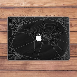 Spider web art case Macbook case horror Creepy Scary art Halloween decor Macbook black case Macbook hard case Black and white Horror art