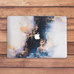 White blue marble Aesthetic Minimalist Macbook case stone Watercolor wave art Macbook hard case Macbook case simple Gift for her M3 M2 M1