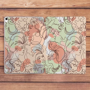 iPad case girl iPad case name Custom iPad case Elegant woman art case One line art case iPad case beige iPad light green case iPad 10 2 case