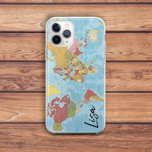 Handytasche Weltkarte Weltkarte Druck iPhone Fall Name iPhone 14 Fall Geschenk für ihn iPhone Fall Mann iPhone 12 mini Handytasche Frau benutzerdefinierte Name