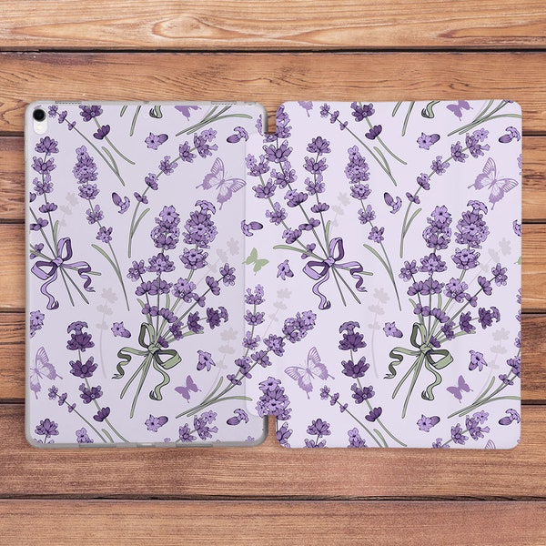 iPad Tasche Lavendel ästhetische elegante Blumen iPad Hülle Blumen hell lila iPad Fall Schmetterlinge niedliche Kunst Fall iPad Fall Fall Pro Mini