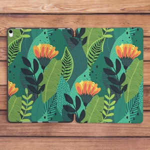 Summer plants iPad case green iPad case flowers iPad smart case Tropical leaf art iPad flip cover iPad 12 9 2022 iPad 11 case iPad 9 7 2018