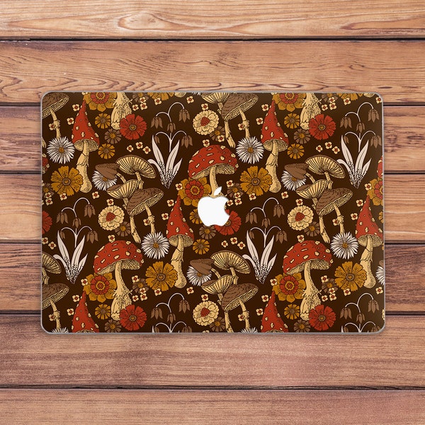 Mushrooms print case Macbook case brown Forest plants art Red fly agaric print Macbook hard case Macbook Pro 14 Pro 16 2019 case Pro 13 M2