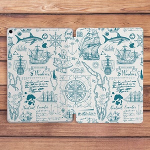 Vintage Landkarte Print iPad Hülle Haifisch Kunst iPad Fall iPad Fall Fisch iPad Fall iPad Hülle Herren iPad mini 6 Fall Geschenk für ihn iPad Air 5 Fall