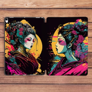 Japanese girl art iPad smart case Sakura blossom print iPad case woman iPad 11 case iPad Air 5 case iPad 10th gen case iPad 12 9 iPad 10 9