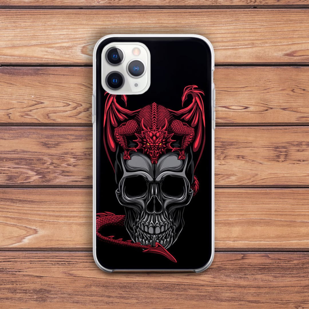 Red Dragon Art iPhone Case Skull Creepy Scary Print Phone