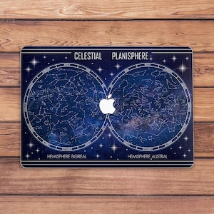 Funda para MacBook celestial, cubierta azul oscuro, impresión del mapa del cielo mundial, funda para MacBook espacial, funda con arte de constelaciones, funda rígida para MacBook, funda para MacBook con estrellas