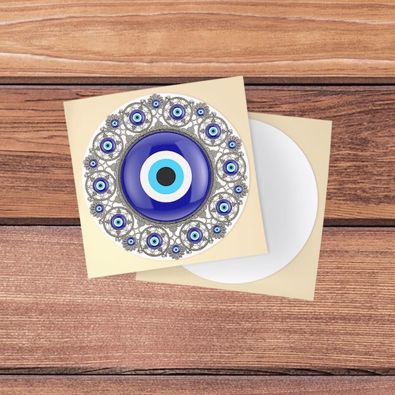 Evil Eye Print Blue White Sticker Magic Art Skin Sticker Decal