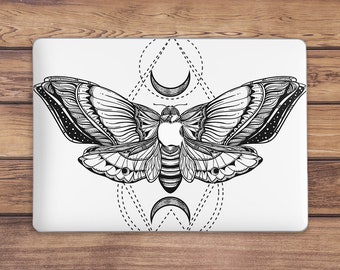 Macbook case moth Black magic art Macbook case occult Macbook white case Macbook case moon Macbook hard case Macbook M1 air Macbook Pro 16