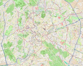 Rome map. Rome printable map. Instant download. Large Rome map.