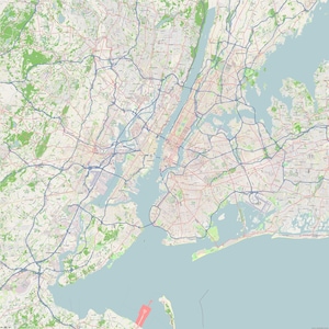 Extra Large New York Map with street names. 13501w x 13501h (45x45 inch). New York Printable Map. Digital download.