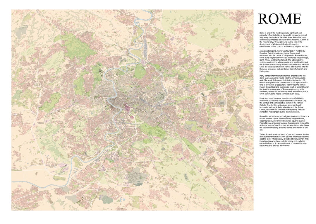 Small Basic Rome Map A0 Size Rome Map. Large Rome Map. - Etsy