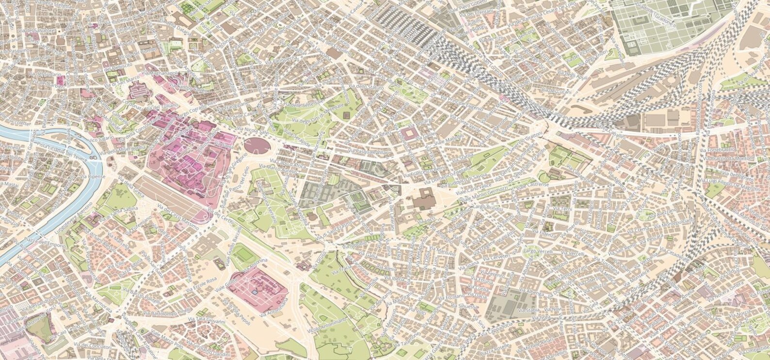 How Big Is Rome 22275x18459px Rome Map With Street Names | Large Rome Map | Instant ...