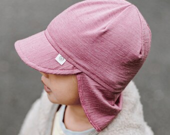 Summer cap summer with visor MERINO & SILK GOTS | Indian pink