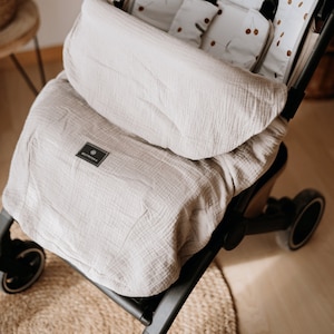 NEU EXTRA Leichte Kinderwagendecke, Fußdecke, Fußsack leichter Sommer-Leichtschlafsack Musselin-Baumwolle Beige