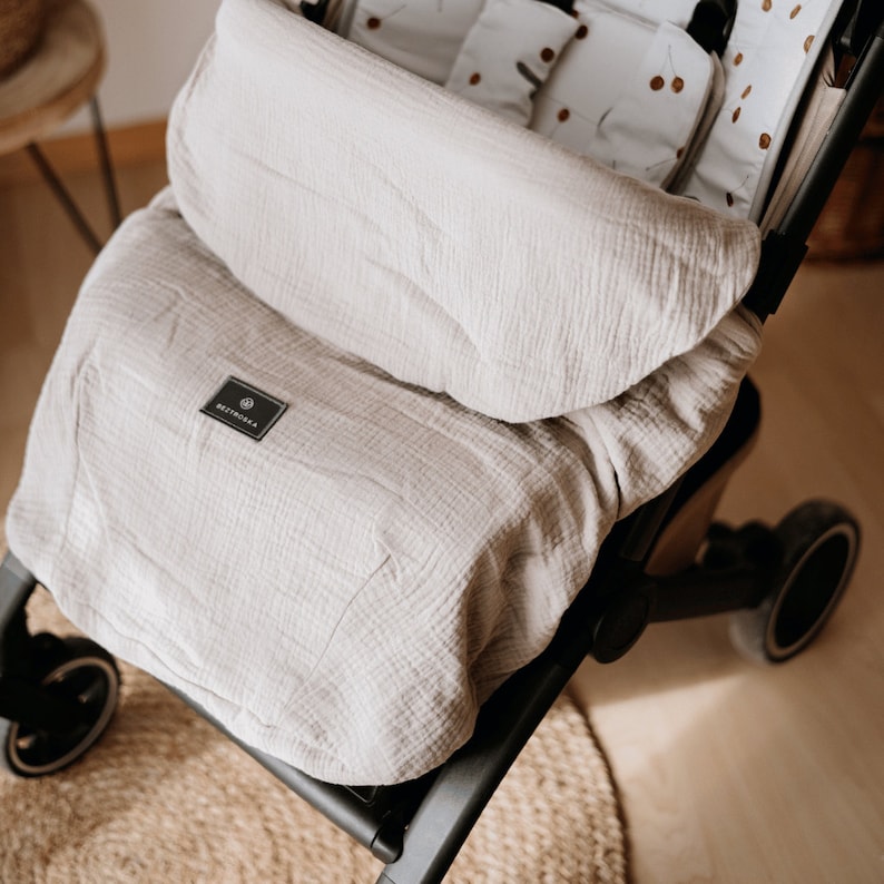 NEW EXTRA Light stroller blanket, foot cover, footmuff light summer light sleeping bag muslin cotton Beige