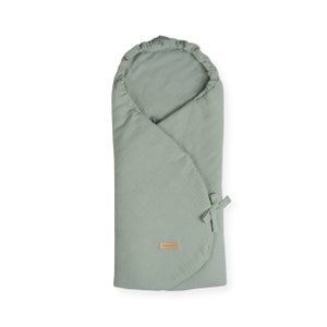 Cobertor para assento de carro de bebê em musselina de algodão orgânico, cor menta empoeirada