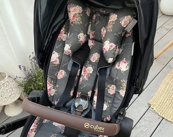 Reversible Cybex stroller liner | Night roses (choose your model)