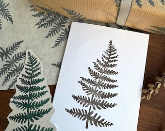 Hand Carved Fern Rubber Stamp – Botanical Forest Block Print Stamp for Fabric printing, Wrap paper and other Paper & Craft Projects