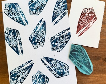Hand Carved Shell Rubber Stamp -Blockprint/Linocut style – ocean Theme Stamp for Journaling, Scrapbooking, Fabric Printing, Gift Wrapping