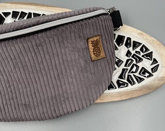 Marsupio in velluto a coste – Borsa a tracolla grigia fatta a mano | Borsa a tracolla per donna e uomo | Borsa da festival / borsa a tracolla | Marsupio in velluto a coste