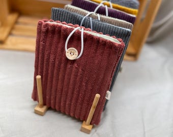 Custodia per e-reader Kindle Tolino fatta a mano | Copertina per libri | Borsa per libri | Custodia protettiva per e-reader in velluto a coste e tessuto a forma di orsacchiotto | Perfetta come regalo