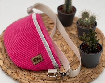 Corduroy fanny pack/belt bag, pink, rose, bumbag