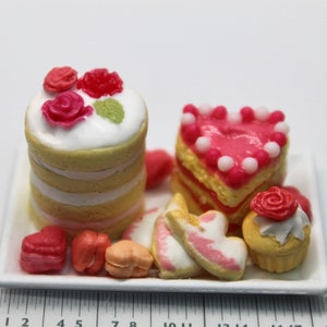 Hearts, Roses, and Unicorns Dessert Tray 1/12th Scale Dollhouse Miniature image 1