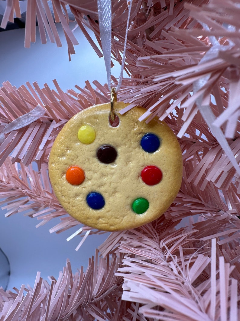 Handmade M&M Candy Cookie Tree Ornament One-of-a-Kind Unique Christmas Gift image 3