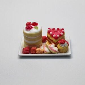 Hearts, Roses, and Unicorns Dessert Tray 1/12th Scale Dollhouse Miniature image 2