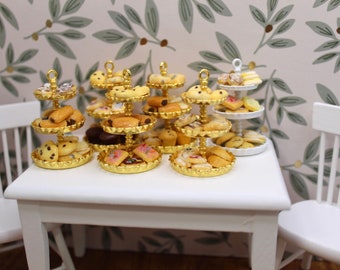 Breakfast Pastry Hotel Buffet Tiered Tray Tower Brunch Sweets Dollhouse Miniature 1/12 Scale