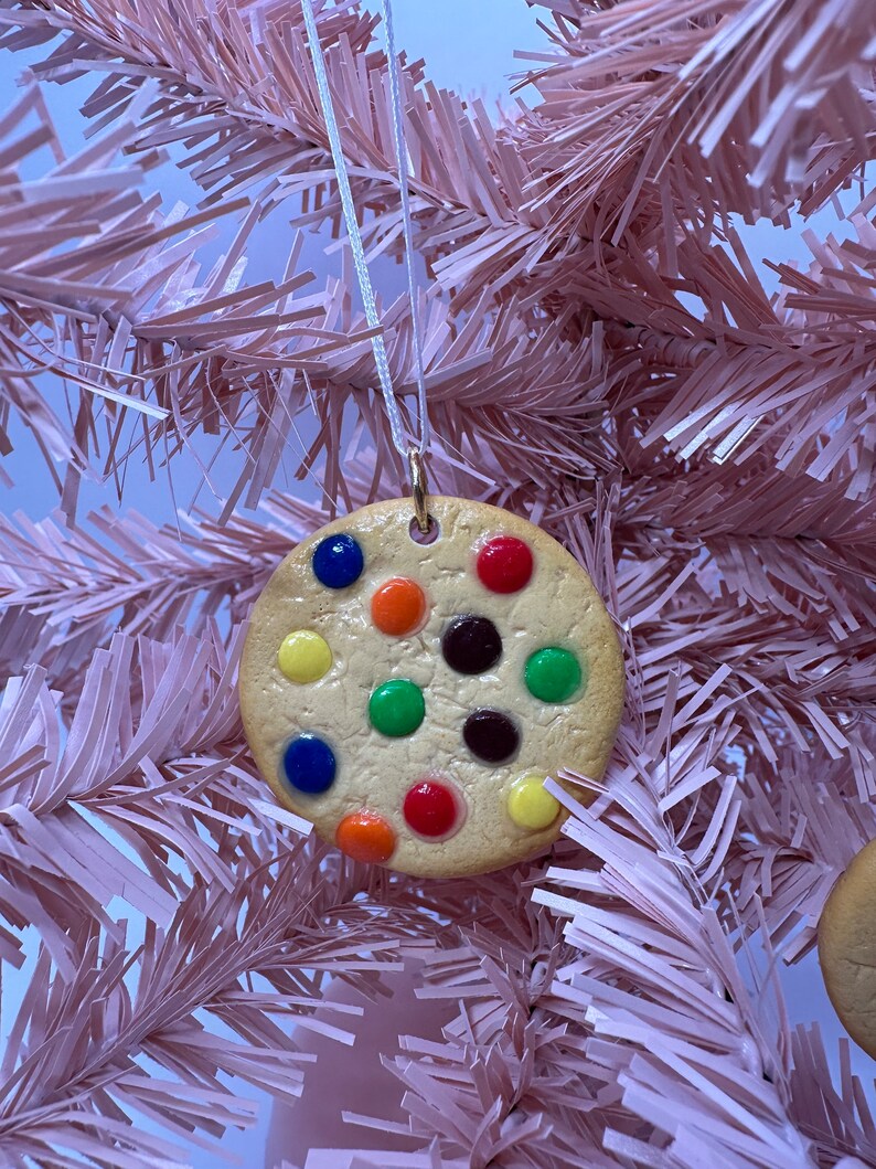 Handmade M&M Candy Cookie Tree Ornament One-of-a-Kind Unique Christmas Gift image 2