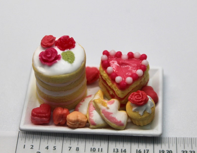 Hearts, Roses, and Unicorns Dessert Tray 1/12th Scale Dollhouse Miniature image 7