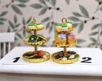 St. Patrick’s Day Lucky Dollhouse Miniature Dessert Tiered Tray Tower 1/12 Scale