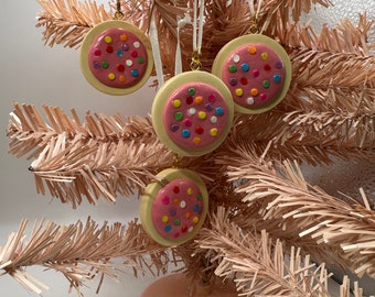 Handmade Pink Sugar Cookie Tree Ornament | One-of-a-Kind Unique Christmas Gift