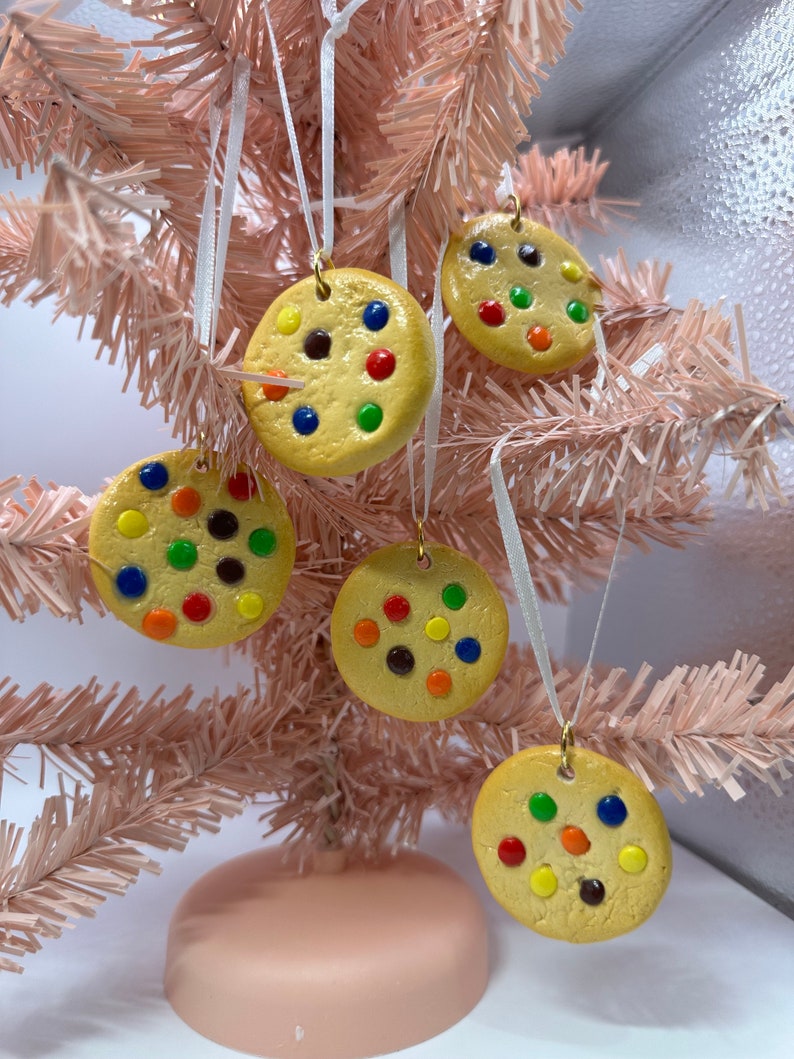 Handmade M&M Candy Cookie Tree Ornament One-of-a-Kind Unique Christmas Gift image 1