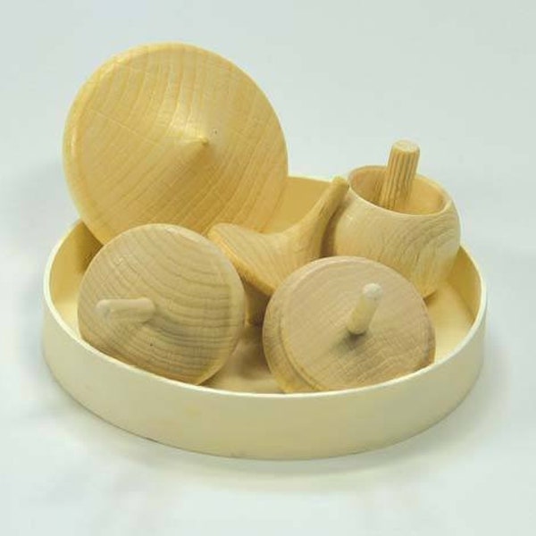 Kreisel aus Holz fünf Stück