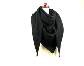 Muslin scarf triangle scarf black XXL neckerchief muslin