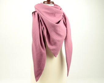 Muslin scarf triangular scarf dark old pink / berry XXL neckerchief muslin