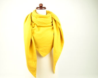 Muslin scarf triangular scarf mustard yellow XXL muslin scarf